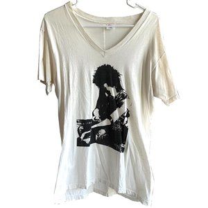 Rare SID VICIOUS Off White Short Sleeve V Neck Graphic Tee Size Medium